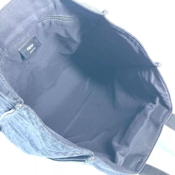 FENDI 7VA367 logo Shoulder Bag Vertical Tote Bag Nylon / Leather Black - Picture 13 of 14